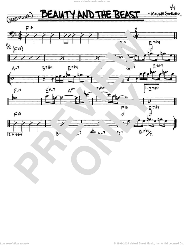 Beauty And The Beast sheet music for voice and other instruments (bass clef) by Wayne Shorter, intermediate skill level