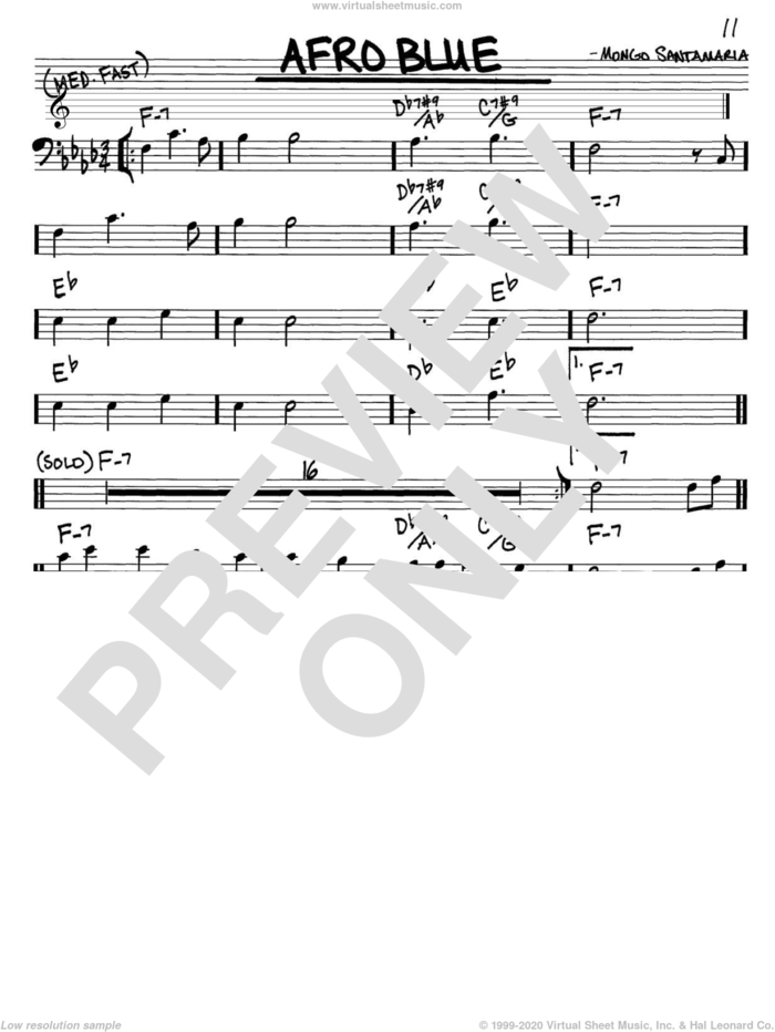Afro Blue sheet music for voice and other instruments (bass clef) by John Coltrane and Mongo Santamaria, intermediate skill level
