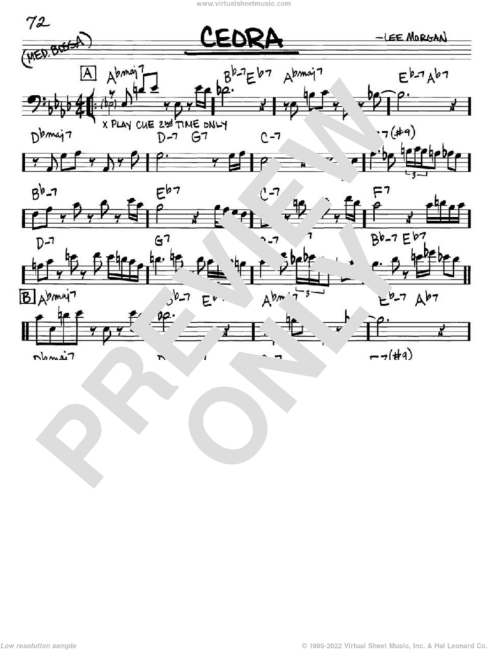 Ceora sheet music for voice and other instruments (bass clef) by Lee Morgan, intermediate skill level