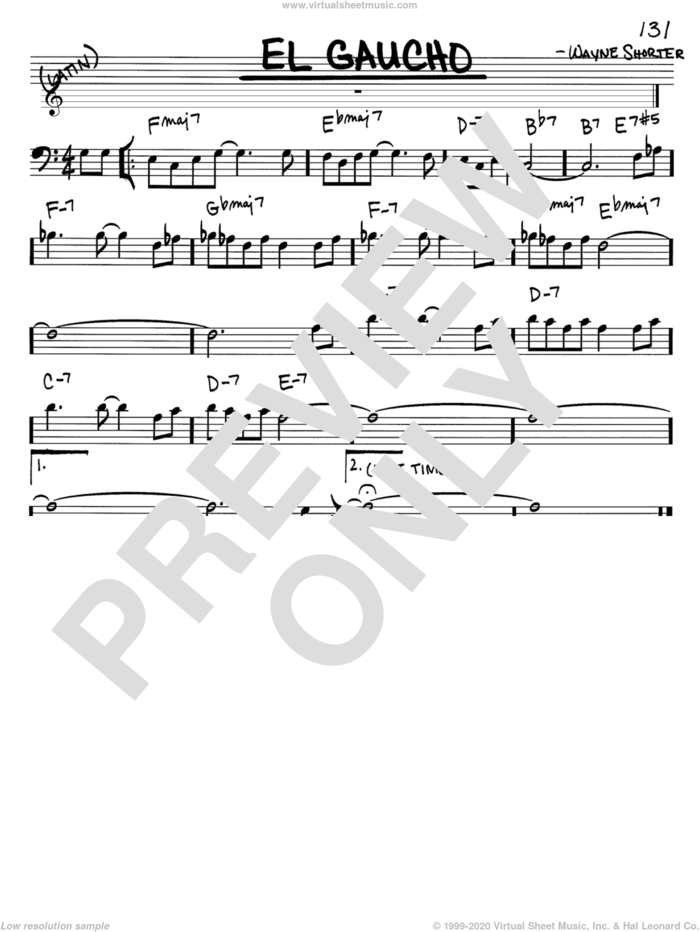 El Gaucho sheet music for voice and other instruments (bass clef) by Wayne Shorter, intermediate skill level