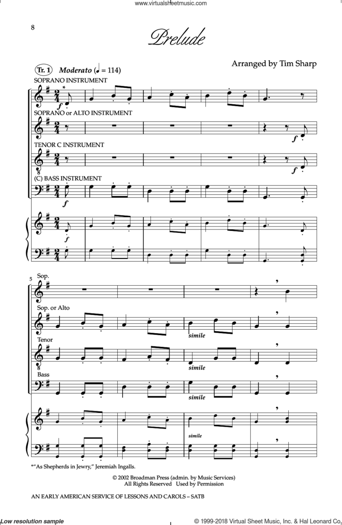 An Early American Service Of Lessons and Carols sheet music for choir (SATB: soprano, alto, tenor, bass) by Tim Sharp, intermediate skill level
