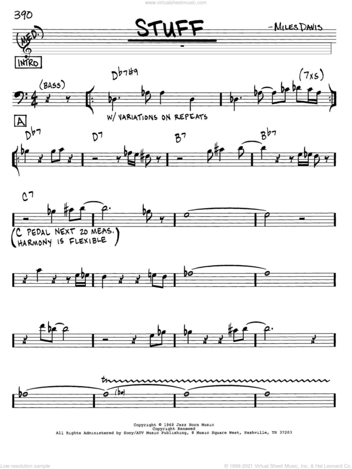 Stuff sheet music for voice and other instruments (bass clef) by Miles Davis, intermediate skill level