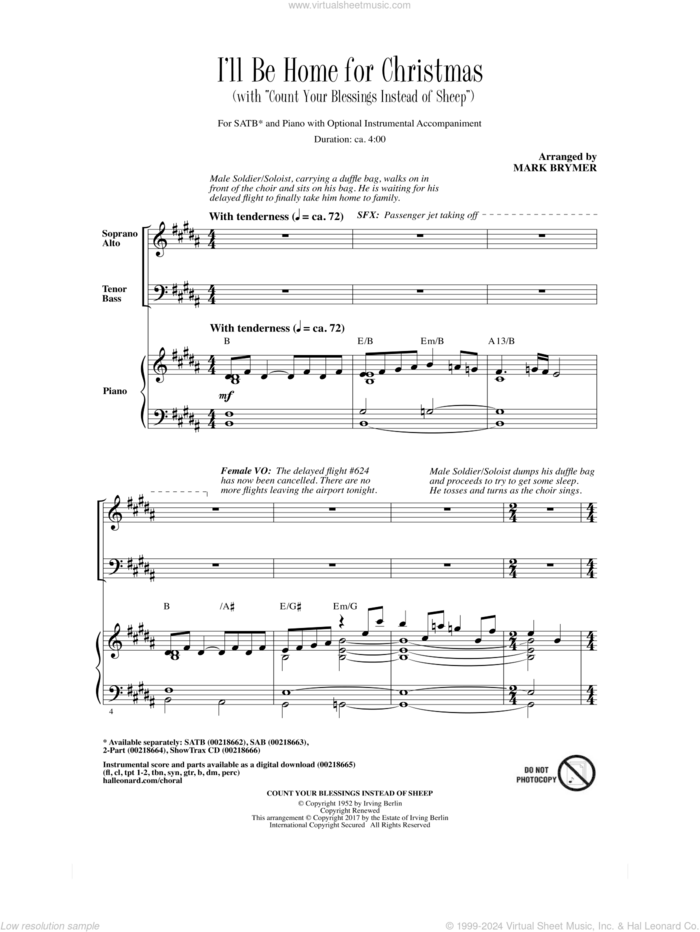 I'll Be Home For Christmas sheet music for choir (SATB: soprano, alto, tenor, bass) by Irving Berlin and Mark Brymer, intermediate skill level