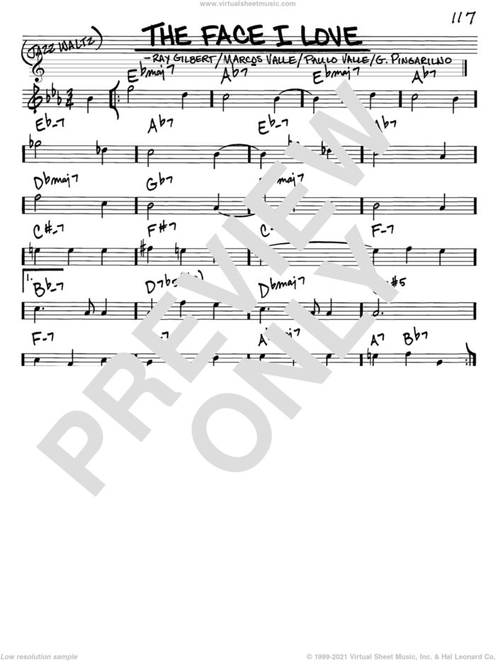 The Face I Love sheet music for voice and other instruments (in C) by Astrud Gilberto, G. Pingarilno, Marcos Valle, Paulo Valle and Ray Gilbert, intermediate skill level