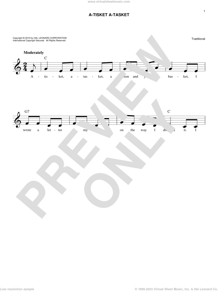 A-Tisket A-Tasket sheet music for voice and other instruments (fake book), easy skill level