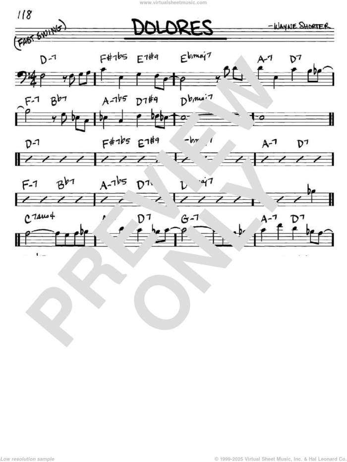 Dolores sheet music for voice and other instruments (bass clef) by Wayne Shorter, intermediate skill level