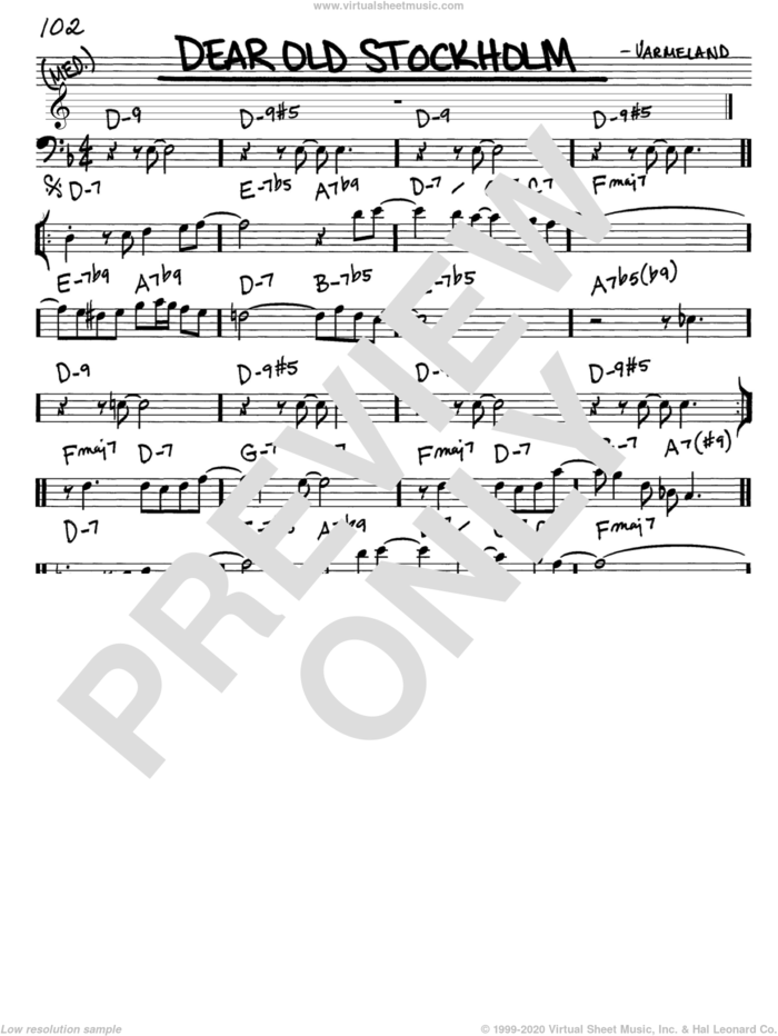 Dear Old Stockholm sheet music for voice and other instruments (bass clef) by Varmeland, intermediate skill level