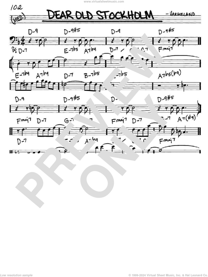 Dear Old Stockholm sheet music for voice and other instruments (bass clef) by Varmeland, intermediate skill level