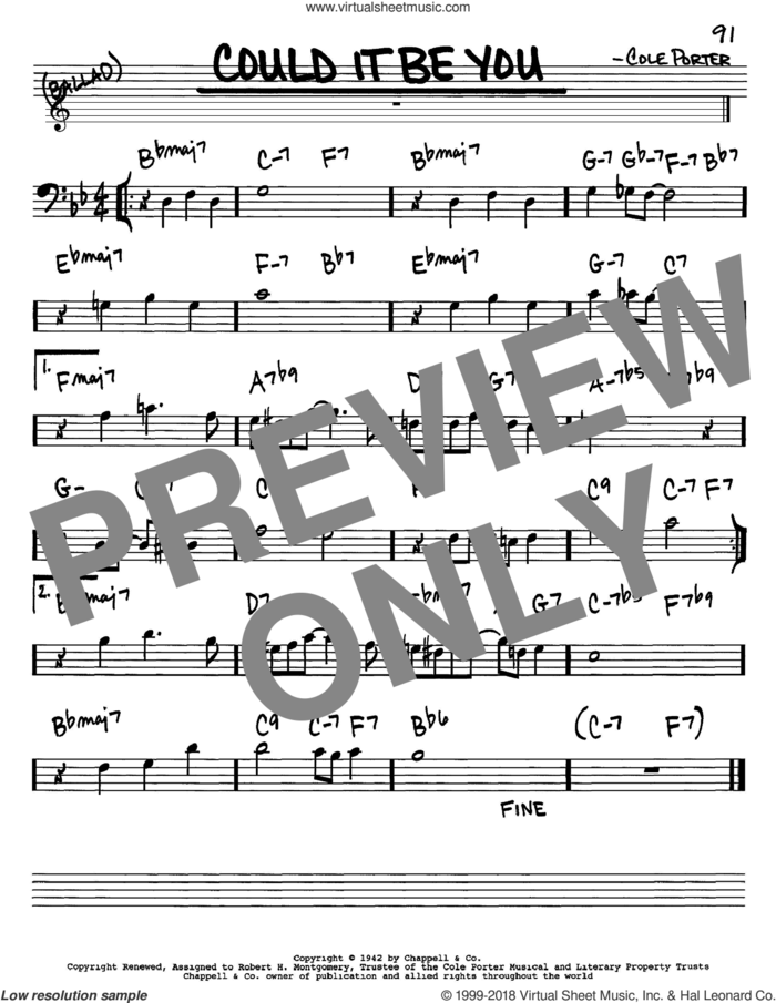 Could It Be You sheet music for voice and other instruments (bass clef) by Cole Porter, intermediate skill level