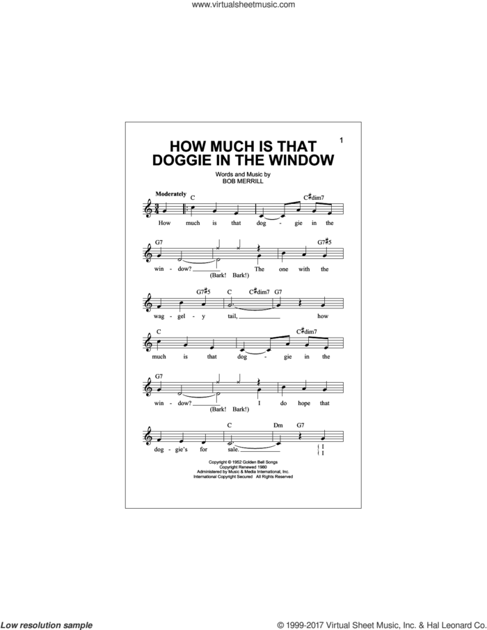 How Much Is That Doggie In The Window sheet music for voice and other instruments (fake book) by Bob Merrill, intermediate skill level