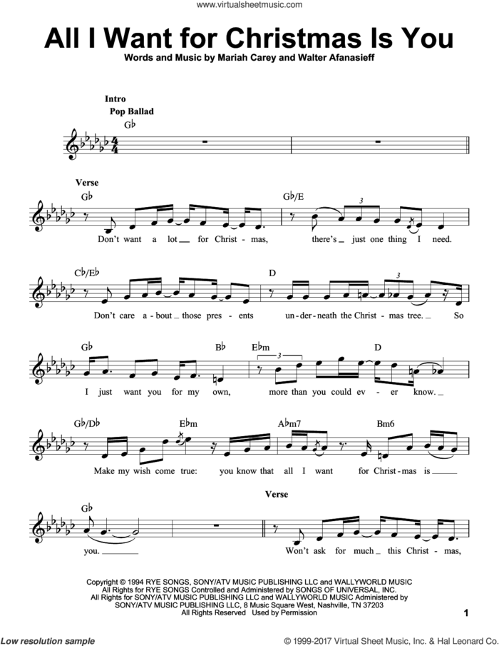 All I Want For Christmas Is You sheet music for voice solo by Walter Afanasieff and Michael Buble, intermediate skill level