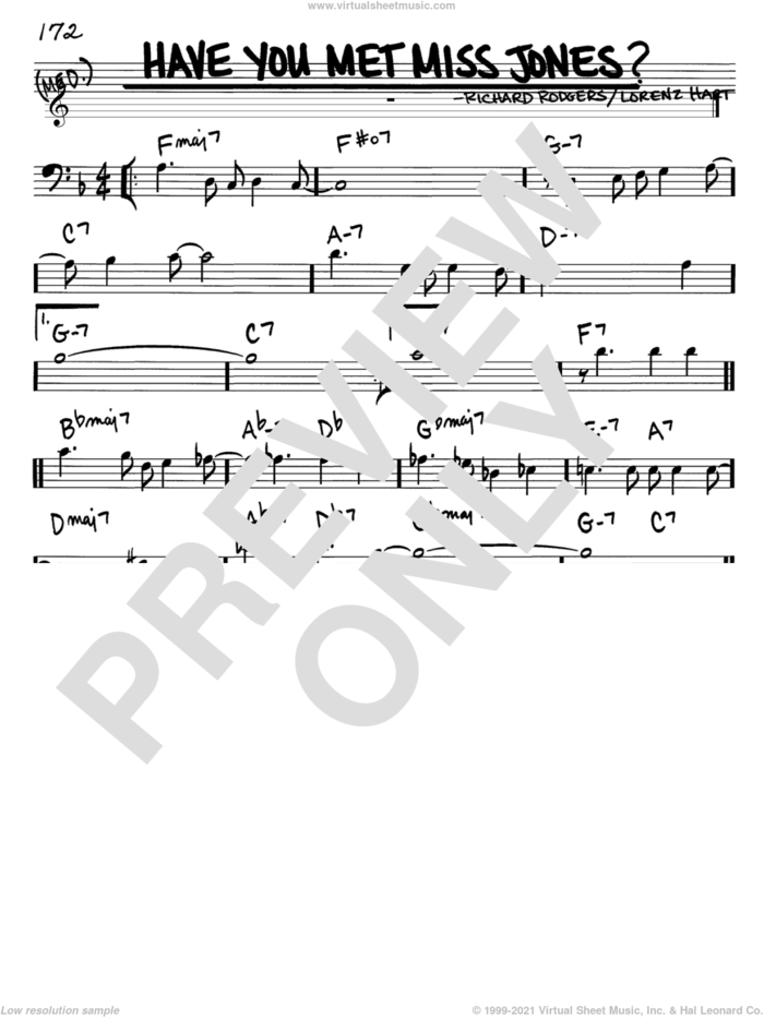 Have You Met Miss Jones? sheet music for voice and other instruments (bass clef) by Rodgers & Hart, Lorenz Hart and Richard Rodgers, intermediate skill level