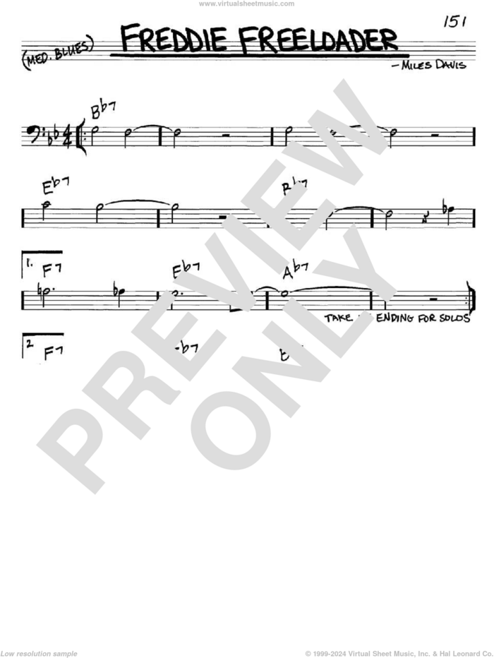 Freddie Freeloader sheet music for voice and other instruments (bass clef) by Miles Davis, intermediate skill level