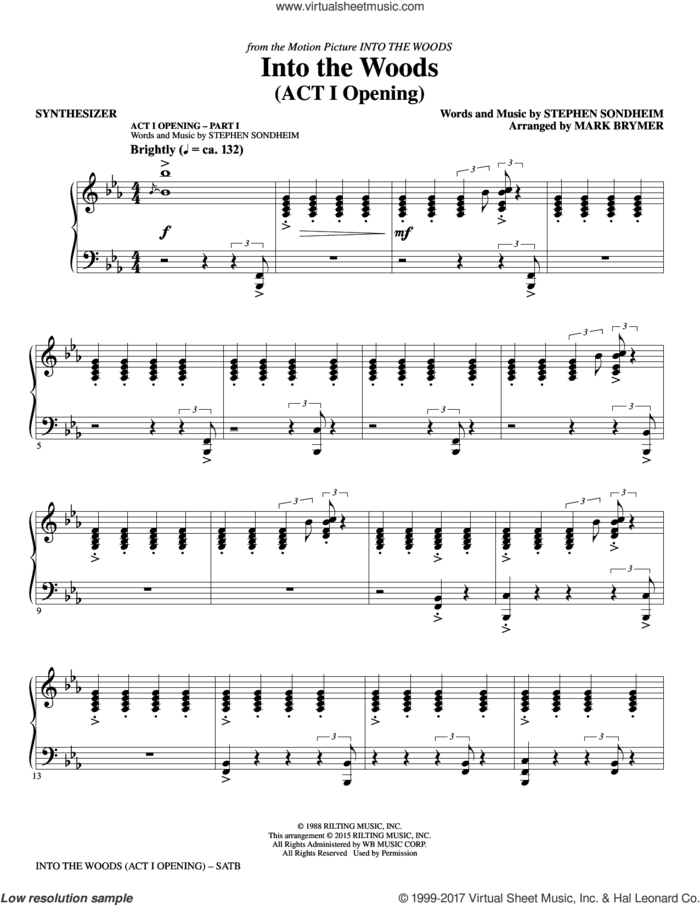 Into the Woods (complete set of parts) sheet music for orchestra/band (Instrumental Accompaniment) by Mark Brymer and Stephen Sondheim, intermediate skill level