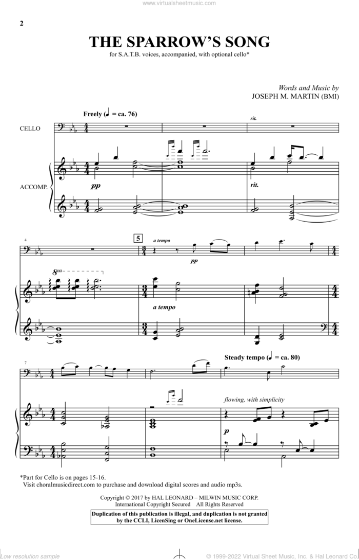 The Sparrow's Song sheet music for choir (SATB: soprano, alto, tenor, bass) by Joseph M. Martin, intermediate skill level