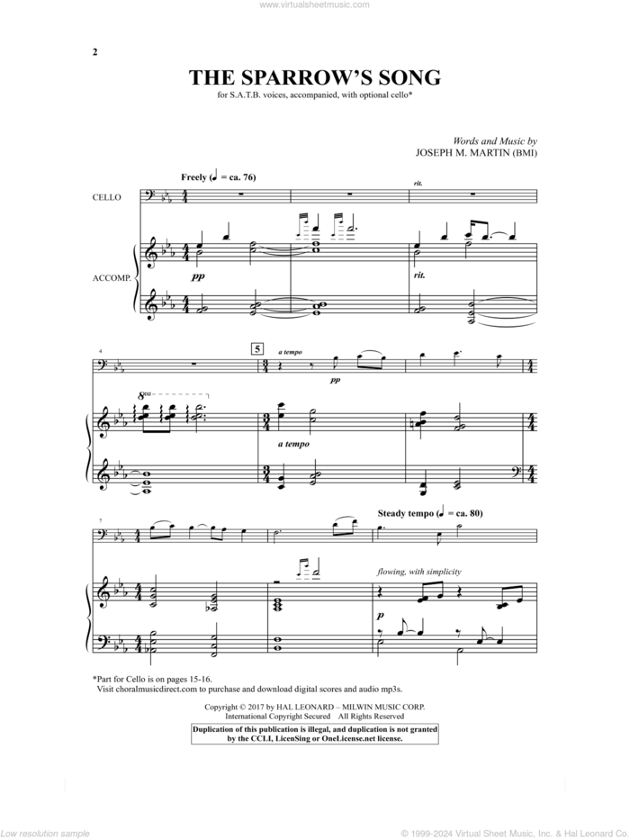 The Sparrow's Song sheet music for choir (SATB: soprano, alto, tenor, bass) by Joseph M. Martin, intermediate skill level