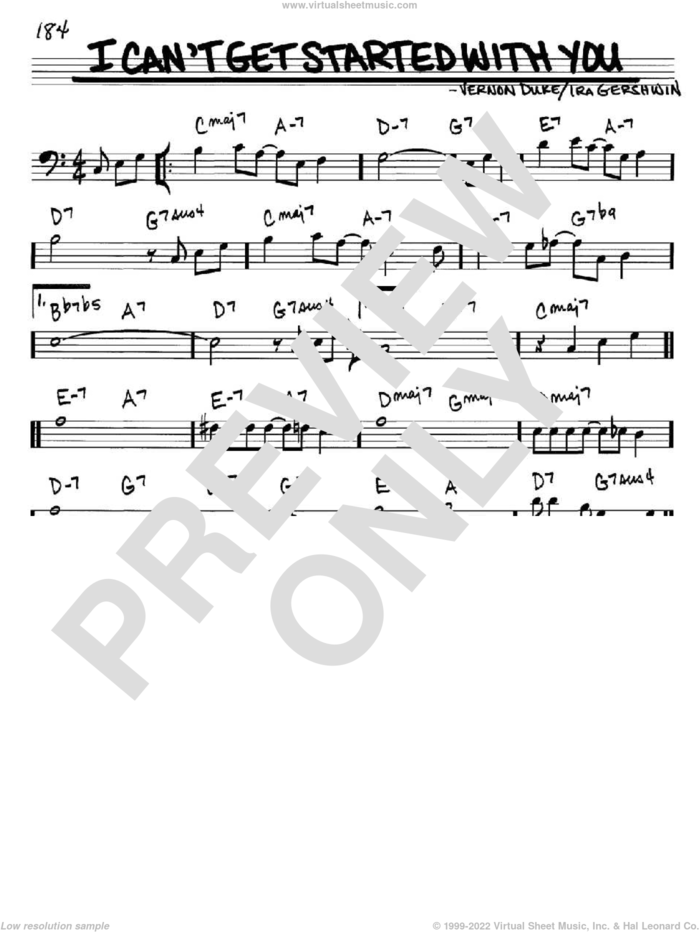 I Can't Get Started With You sheet music for voice and other instruments (bass clef) by Ira Gershwin and Vernon Duke, intermediate skill level