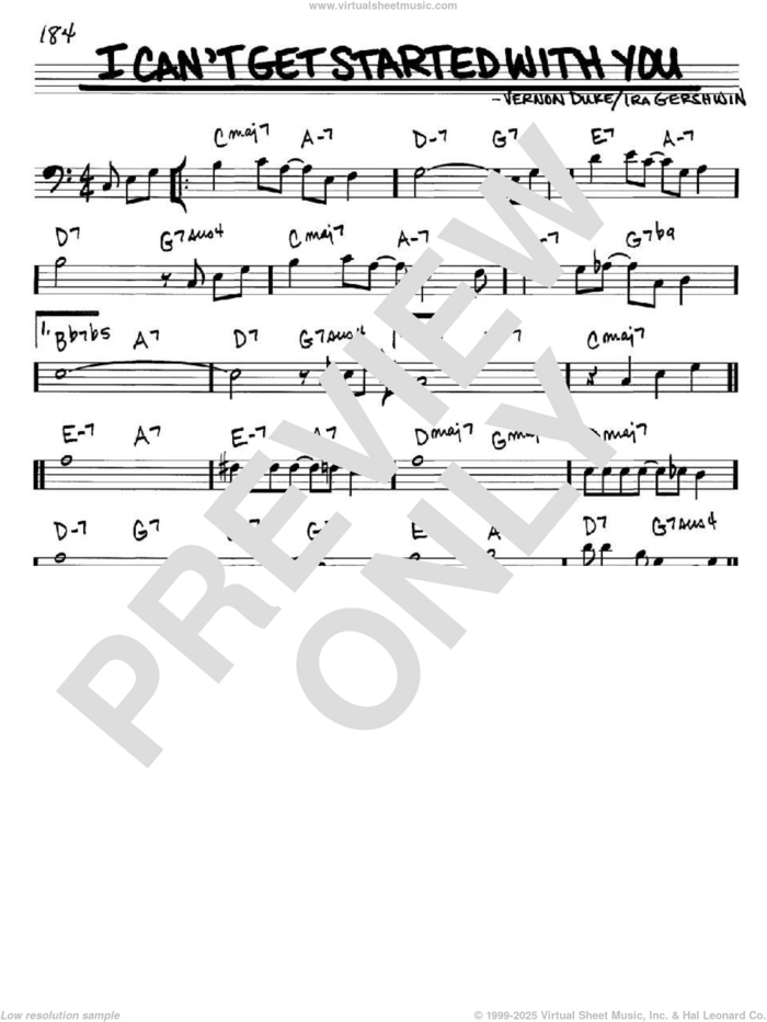 I Can't Get Started With You sheet music for voice and other instruments (bass clef) by Ira Gershwin and Vernon Duke, intermediate skill level