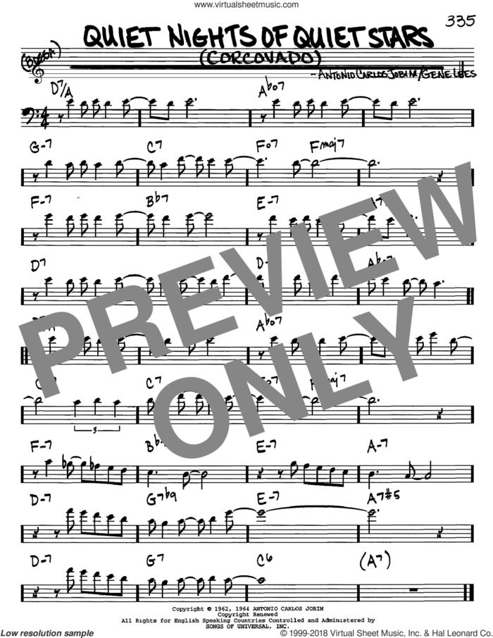 Quiet Nights Of Quiet Stars (Corcovado) sheet music for voice and other instruments (bass clef) by Antonio Carlos Jobim, Andy Williams and Eugene John Lees, intermediate skill level