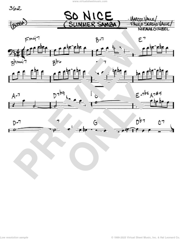 So Nice (Summer Samba) sheet music for voice and other instruments (bass clef) by Marcos Valle, Norman Gimbel and Paulo Sergio Valle, intermediate skill level