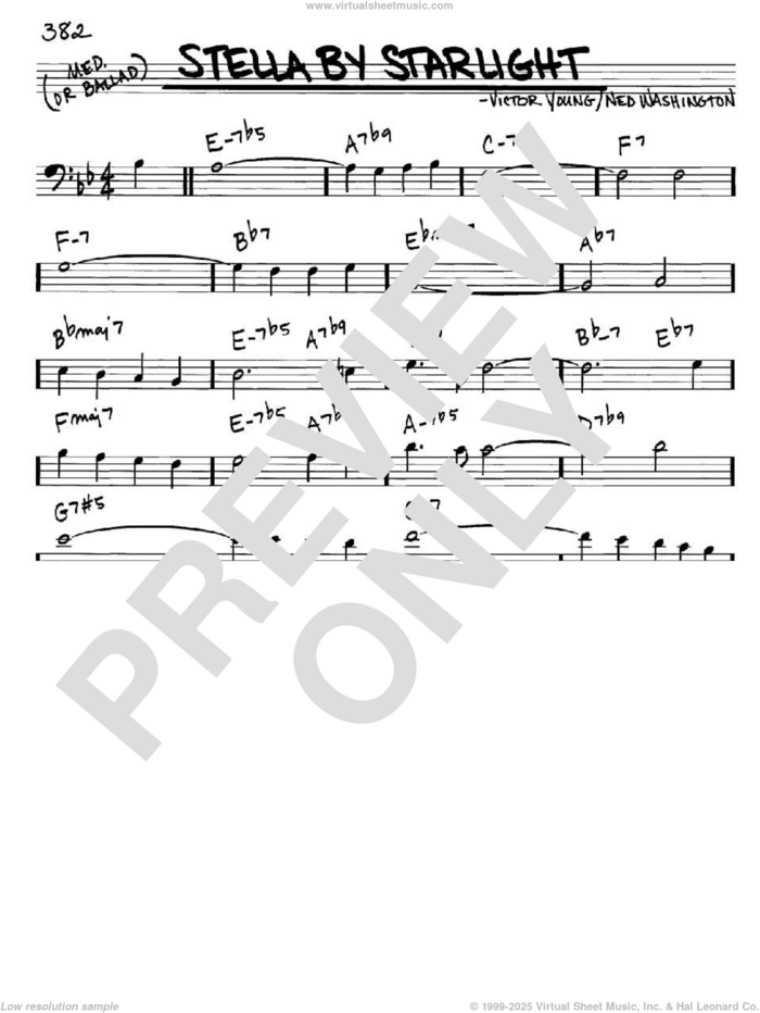 Stella By Starlight sheet music for voice and other instruments (bass clef) by Victor Young and Ned Washington, intermediate skill level