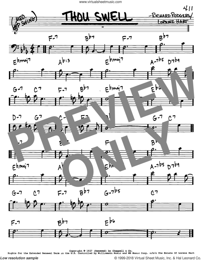 Thou Swell sheet music for voice and other instruments (bass clef) by Rodgers & Hart, Lorenz Hart and Richard Rodgers, intermediate skill level