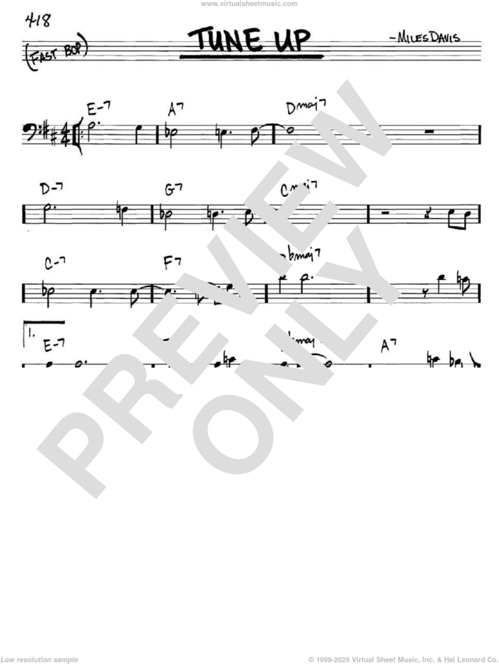 Tune Up sheet music for voice and other instruments (bass clef) by Miles Davis, intermediate skill level