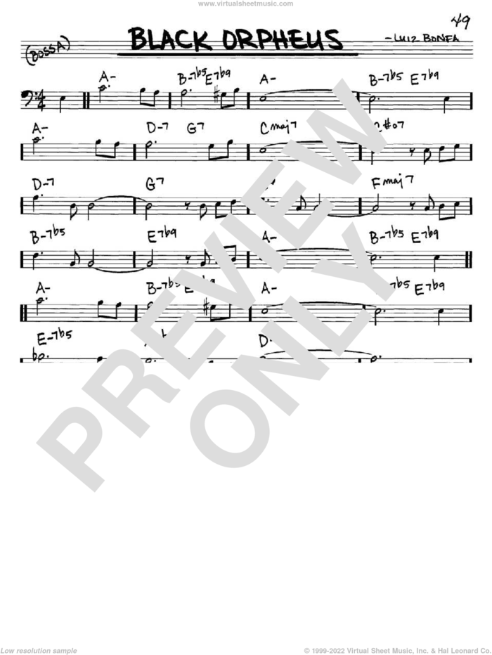Black Orpheus sheet music for voice and other instruments (bass clef) by Luiz Bonfa, intermediate skill level