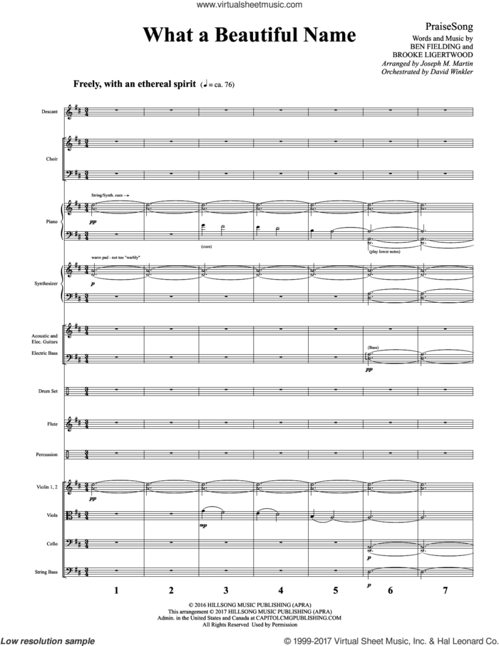 What a Beautiful Name (arr. Joseph M. Martin) (COMPLETE) sheet music for orchestra/band by Joseph M. Martin, Ben Fielding, Brooke Ligertwood and Hillsong Worship, intermediate skill level