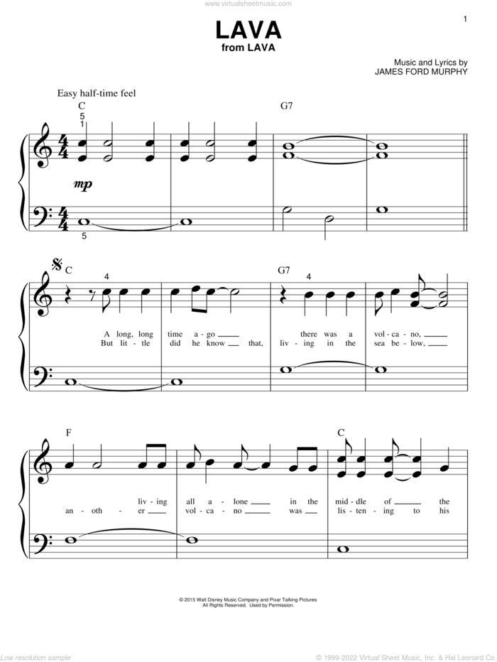 Lava sheet music for piano solo (big note book) by James Ford Murphy, easy piano (big note book)