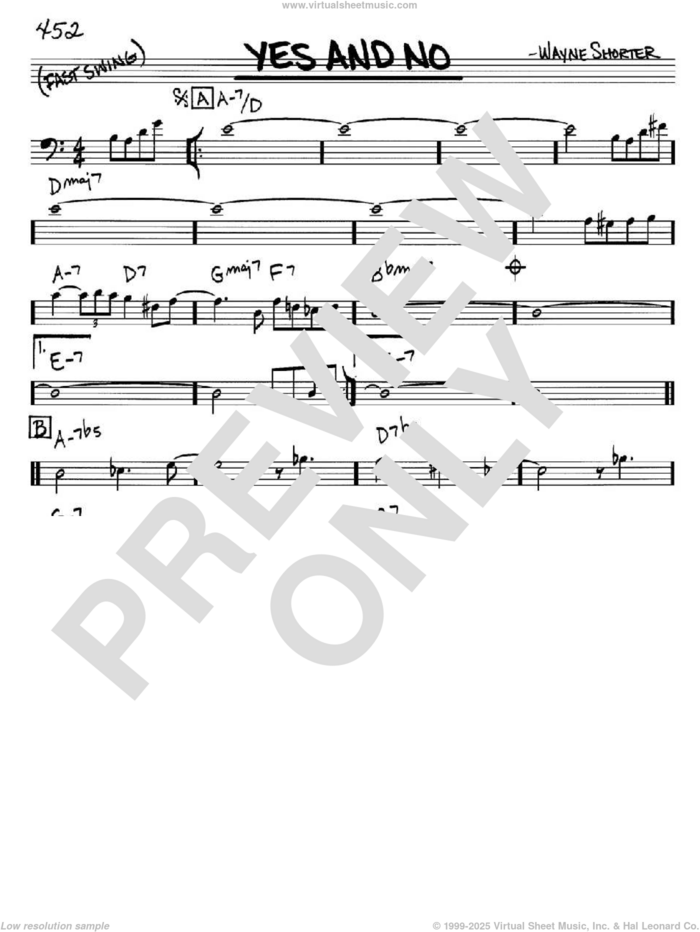 Yes And No sheet music for voice and other instruments (bass clef) by Wayne Shorter, intermediate skill level