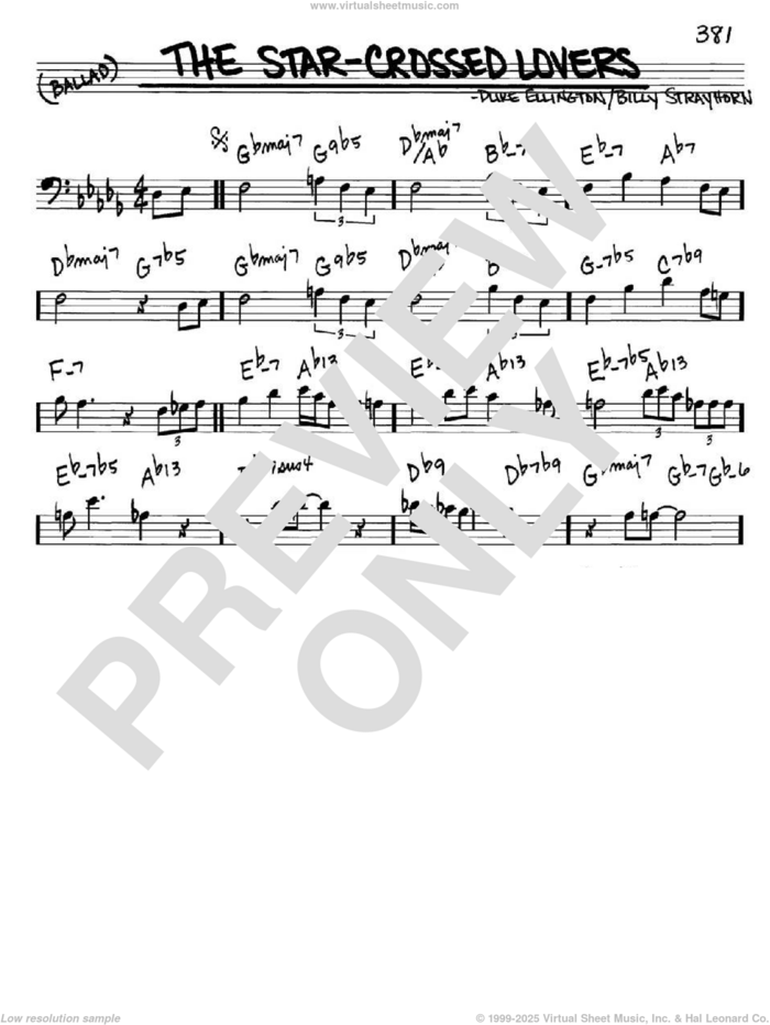 The Star-Crossed Lovers sheet music for voice and other instruments (bass clef) by Duke Ellington and Billy Strayhorn, intermediate skill level