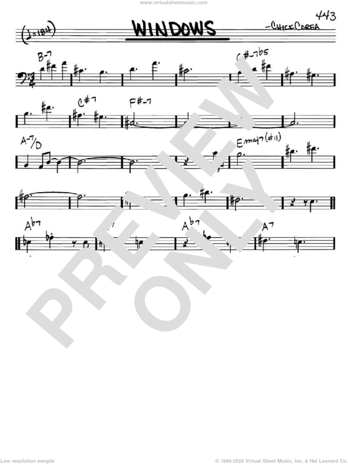 Windows sheet music for voice and other instruments (bass clef) by Chick Corea, intermediate skill level