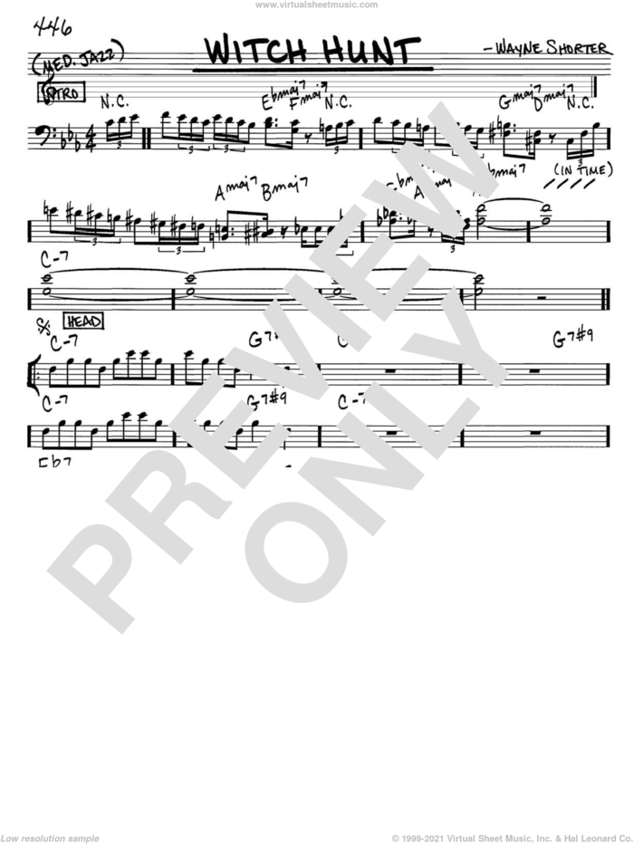 Witch Hunt sheet music for voice and other instruments (bass clef) by Wayne Shorter, intermediate skill level
