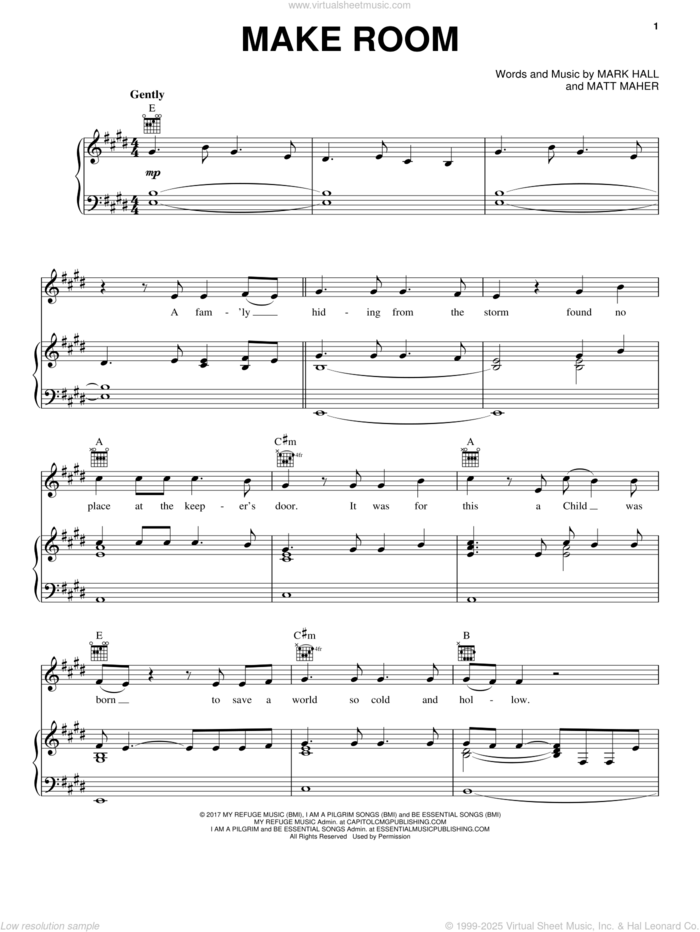 Make Room (feat. Matt Maher) sheet music for voice, piano or guitar by Casting Crowns, Mark Hall and Matt Maher, intermediate skill level