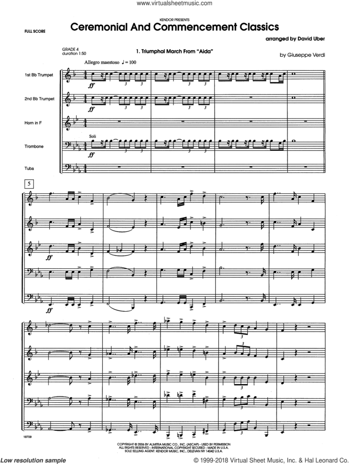 Ceremonial And Commencement Classics (COMPLETE) sheet music for brass quintet by David Uber, intermediate skill level