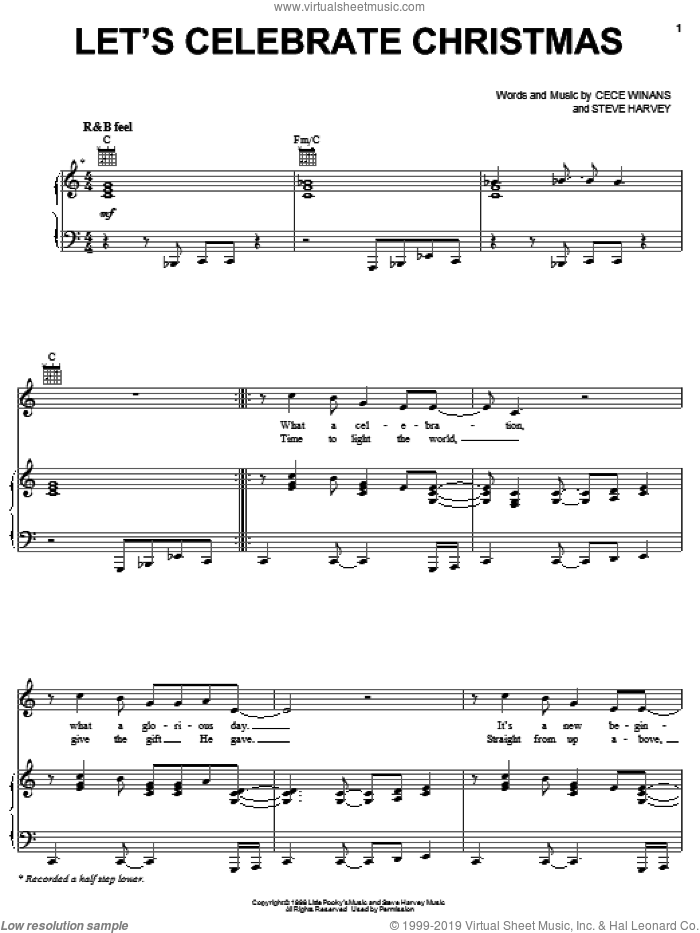 Let's Celebrate Christmas sheet music for voice, piano or guitar by CeCe Winans and Steve Harvey, intermediate skill level