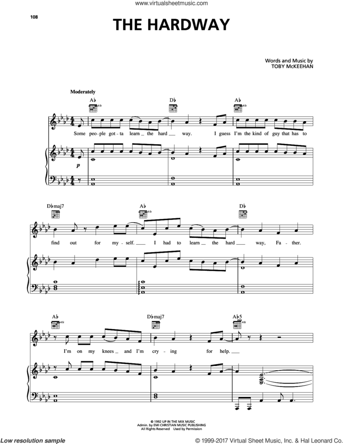 The Hardway sheet music for voice, piano or guitar by dc Talk and Toby McKeehan, intermediate skill level