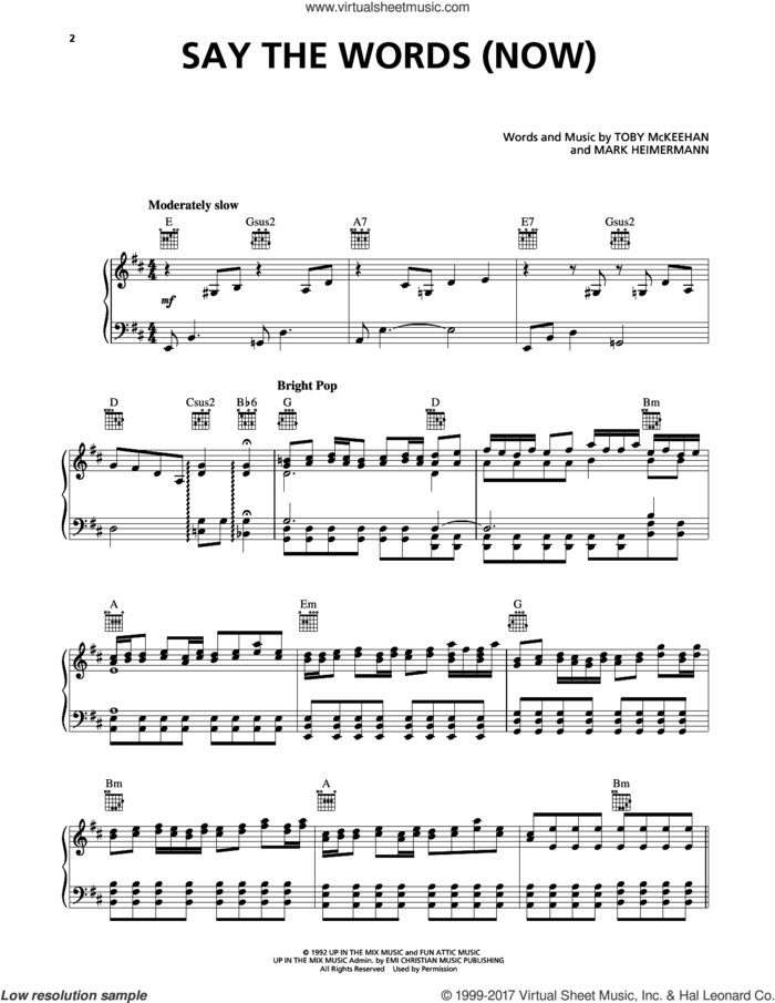 Say The Word sheet music for voice, piano or guitar by dc Talk, Mark Heimermann and Toby McKeehan, intermediate skill level