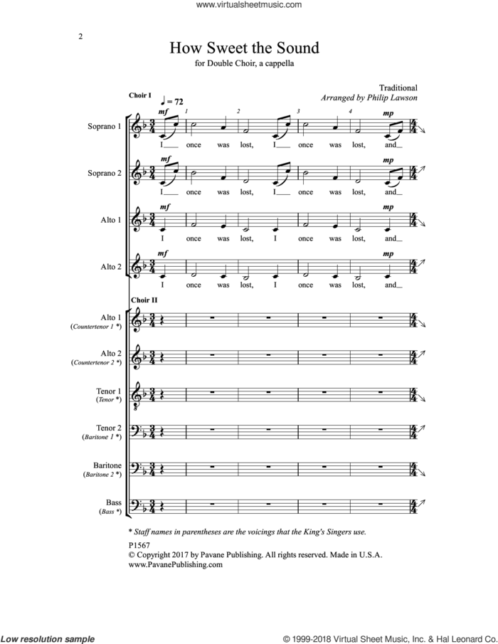 How Sweet the Sound sheet music for choir by Philip Lawson, intermediate skill level