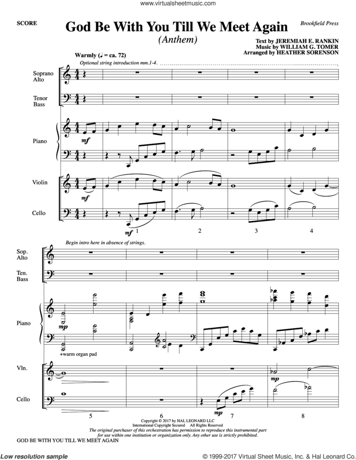 God Be with You Till We Meet Again (COMPLETE) sheet music for orchestra/band by Heather Sorenson, Jeremiah E. Rankin, Jeremiah F. Rankin and William G. Tomer, intermediate skill level