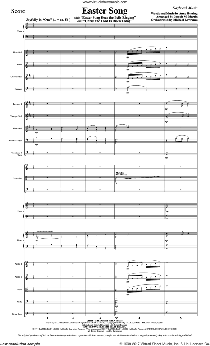 Easter Song (with Christ The Lord Is Risen Today) (COMPLETE) sheet music for orchestra/band by Joseph M. Martin, 2nd Chapter Of Acts, Anne Herring and Glad, intermediate skill level