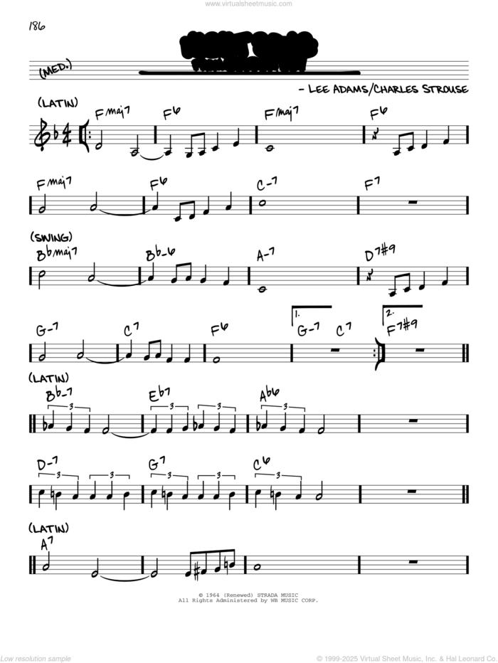 Night Song sheet music for voice and other instruments (real book) by Charles Strouse and Lee Adams, intermediate skill level