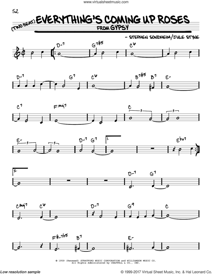 Everything's Coming Up Roses sheet music for voice and other instruments (real book) by Stephen Sondheim and Jule Styne, intermediate skill level