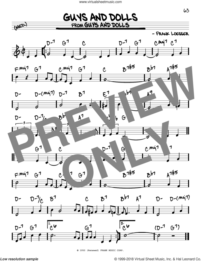 Guys And Dolls sheet music for voice and other instruments (real book) by Frank Loesser, intermediate skill level