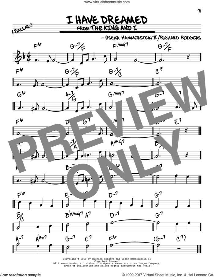 I Have Dreamed sheet music for voice and other instruments (real book) by Rodgers & Hammerstein, Oscar II Hammerstein and Richard Rodgers, intermediate skill level
