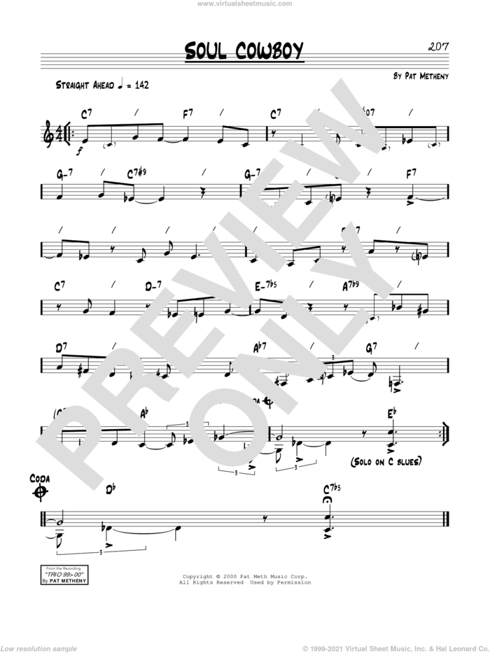 Soul Cowboy sheet music for voice and other instruments (real book) by Pat Metheny, intermediate skill level