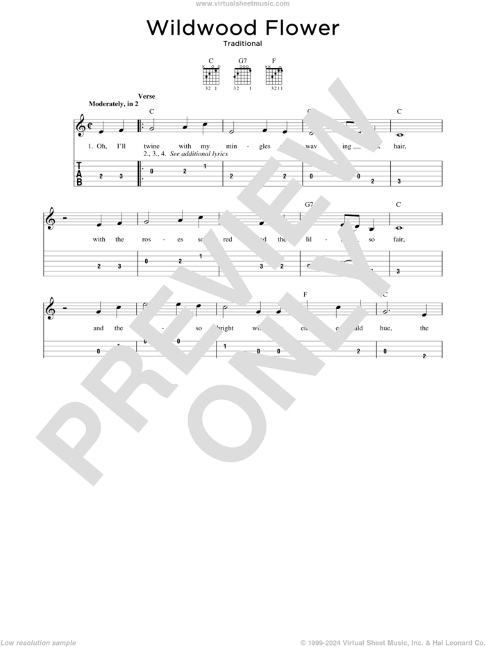 Wildwood Flower sheet music for guitar solo, intermediate skill level