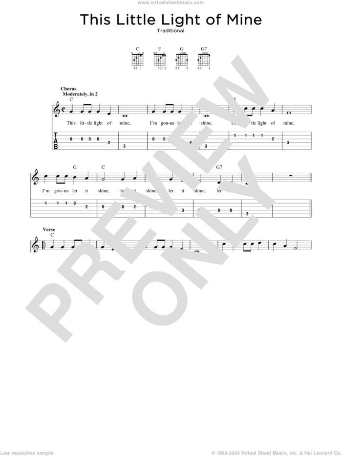 This Little Light Of Mine sheet music for guitar solo, intermediate skill level