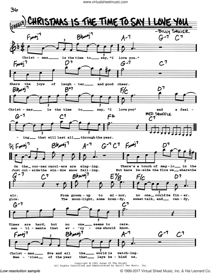 Christmas Is The Time To Say I Love You sheet music for voice and other instruments (real book with lyrics) by Billy Squier, intermediate skill level